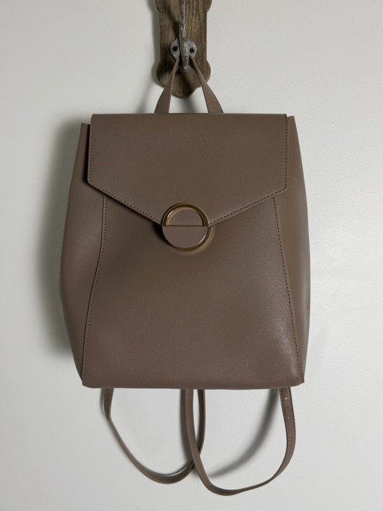 Madison West Handbags - Madison West Taupe Minimalist Backpack